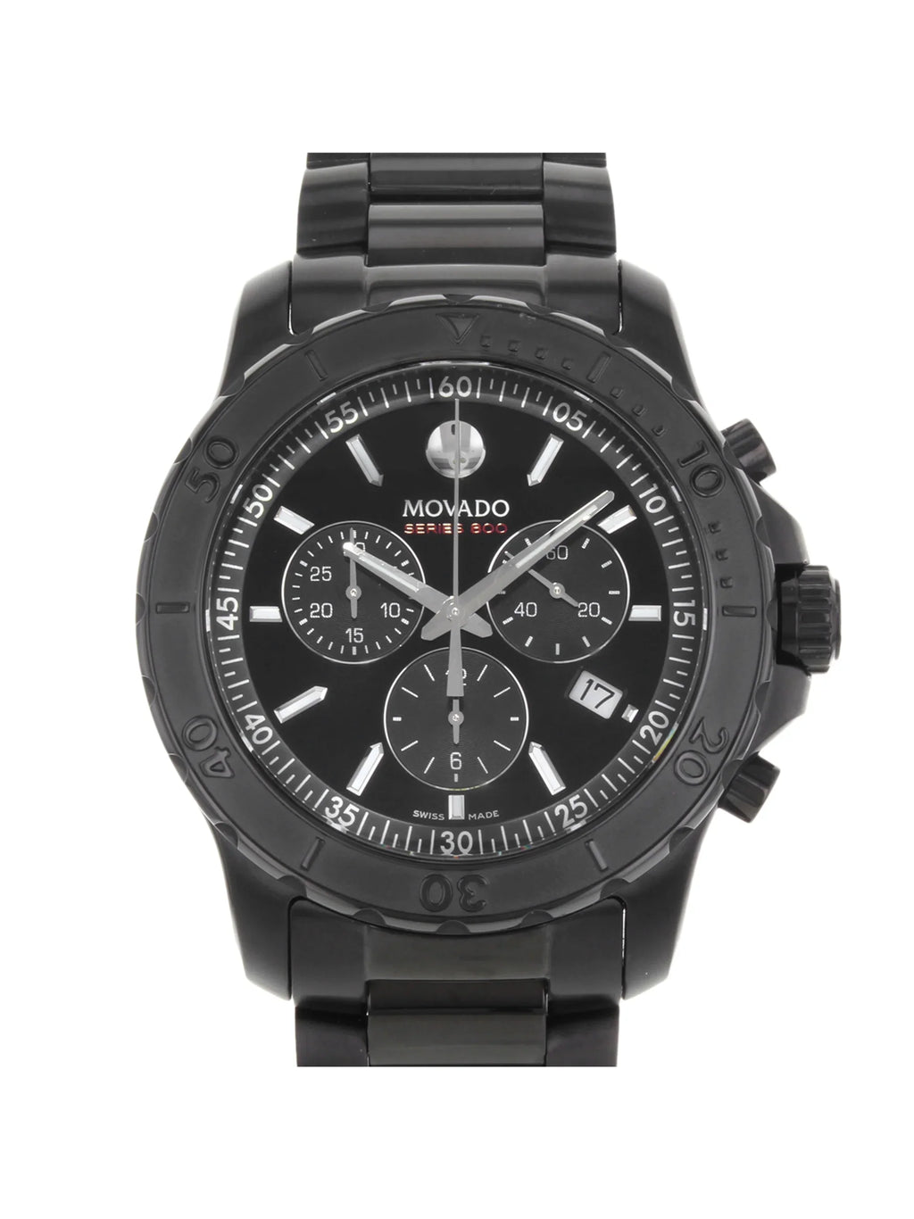 Coated PVD (Good) 800 Black Pre-Owned Quartz Steel Watch Movado 2600119 Series