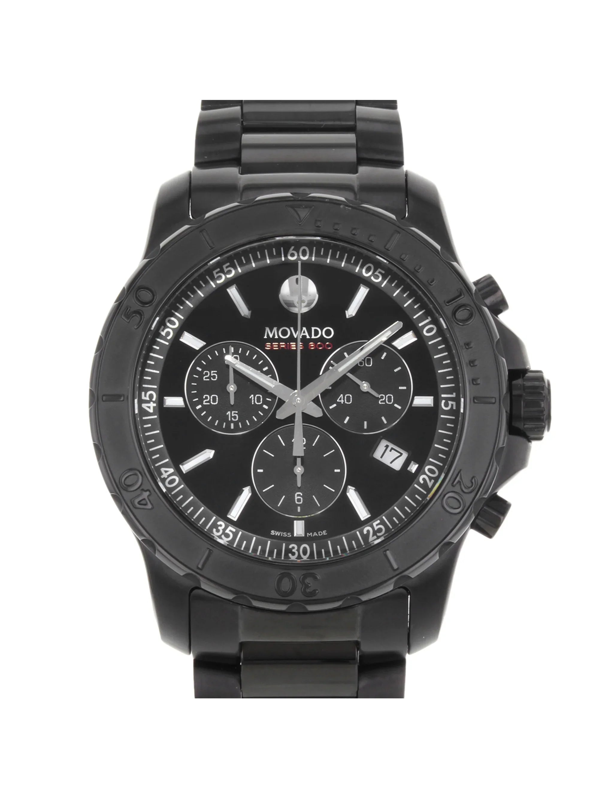 Coated PVD (Good) 800 Black Pre-Owned Quartz Steel Watch Movado 2600119 Series
