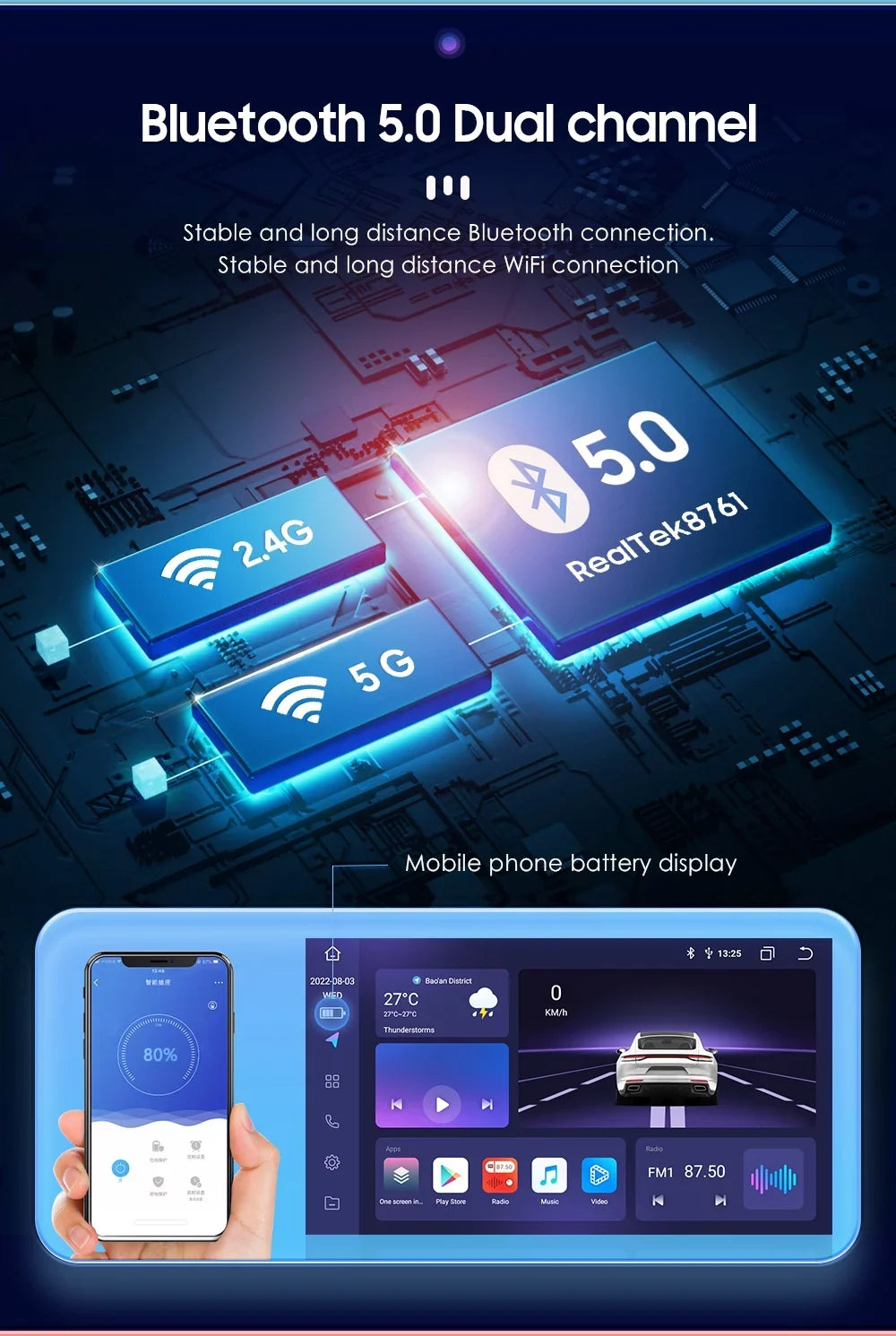 Android Screen 4+32G Navigation in-Dash Unit AM/FM Double Car GPS Auto DSP Din Android Universal Stereo Head Radio Store,YouTube QLED Carplay 1280X720 Wireless Multimedia Player,climate,Play 9"