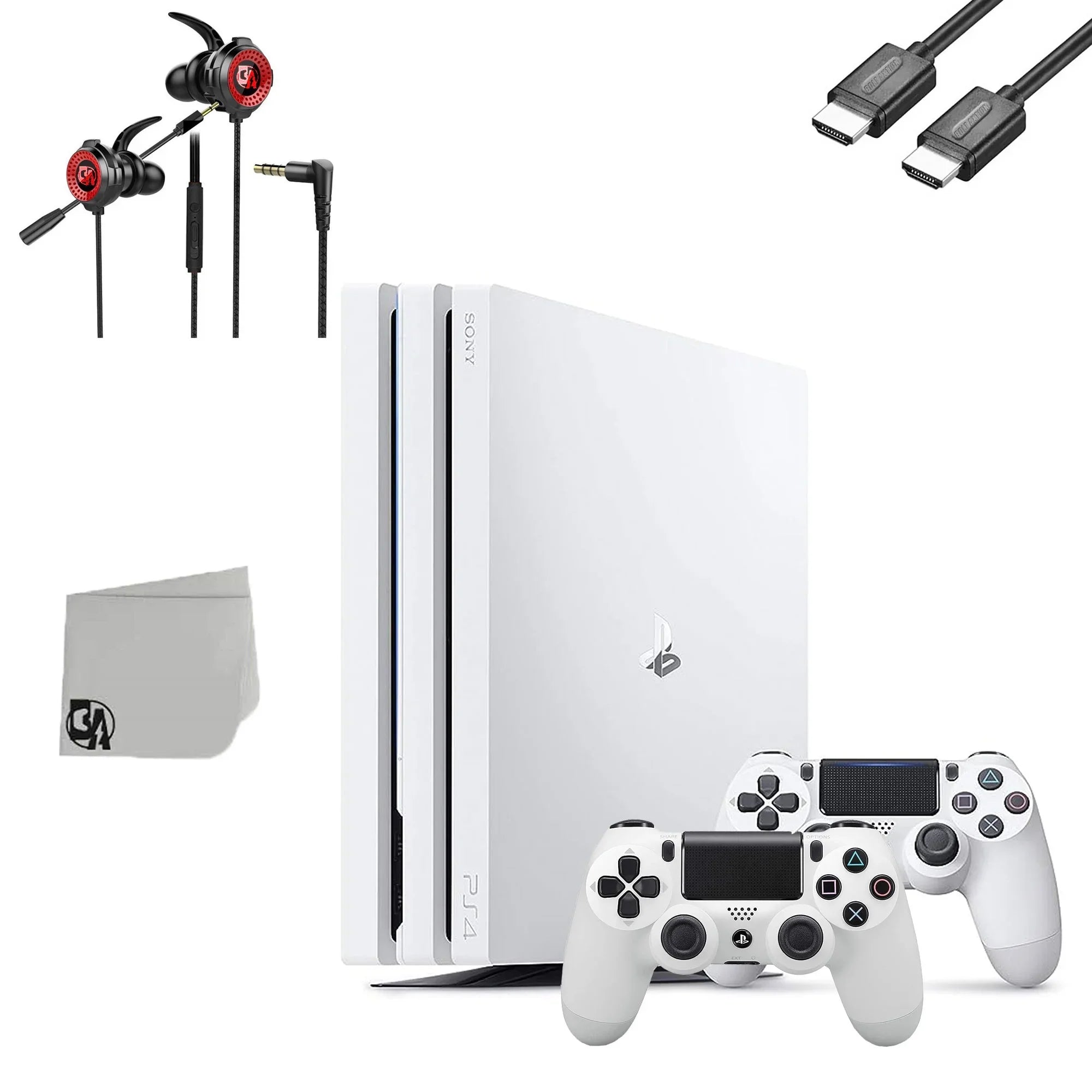 Microphone Gaming White Earbuds With Console AXTION With Bundle Pro 1TB 2 PlayStation 4 G11-A BOLT + Controller Pre-Owned