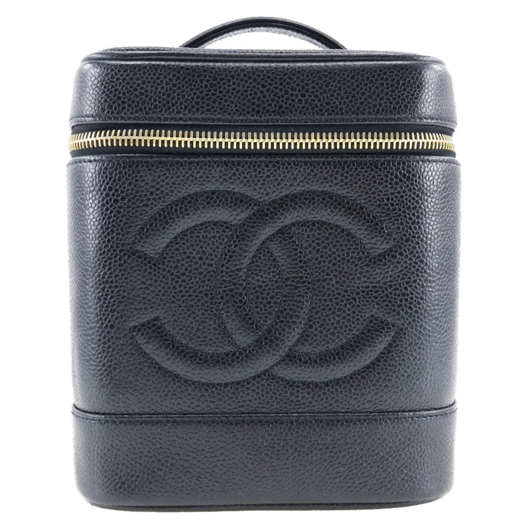 Black Skin (Good) Made in Handbag Vanity Coco Zipper Matte Ladies Pre-Owned Caviar Mark France