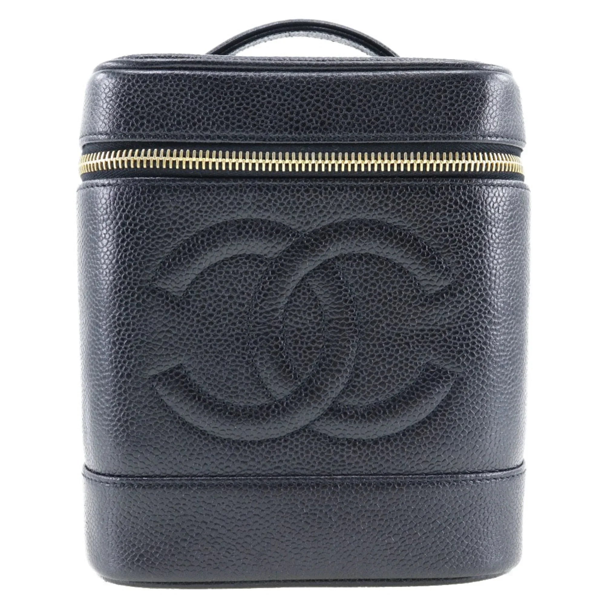 Black Skin (Good) Made in Handbag Vanity Coco Zipper Matte Ladies Pre-Owned Caviar Mark France