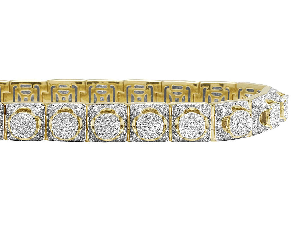 Gold Bracelet CT Yellow 6.6 8.5" Men's 8MM Diamond Cluster 10K