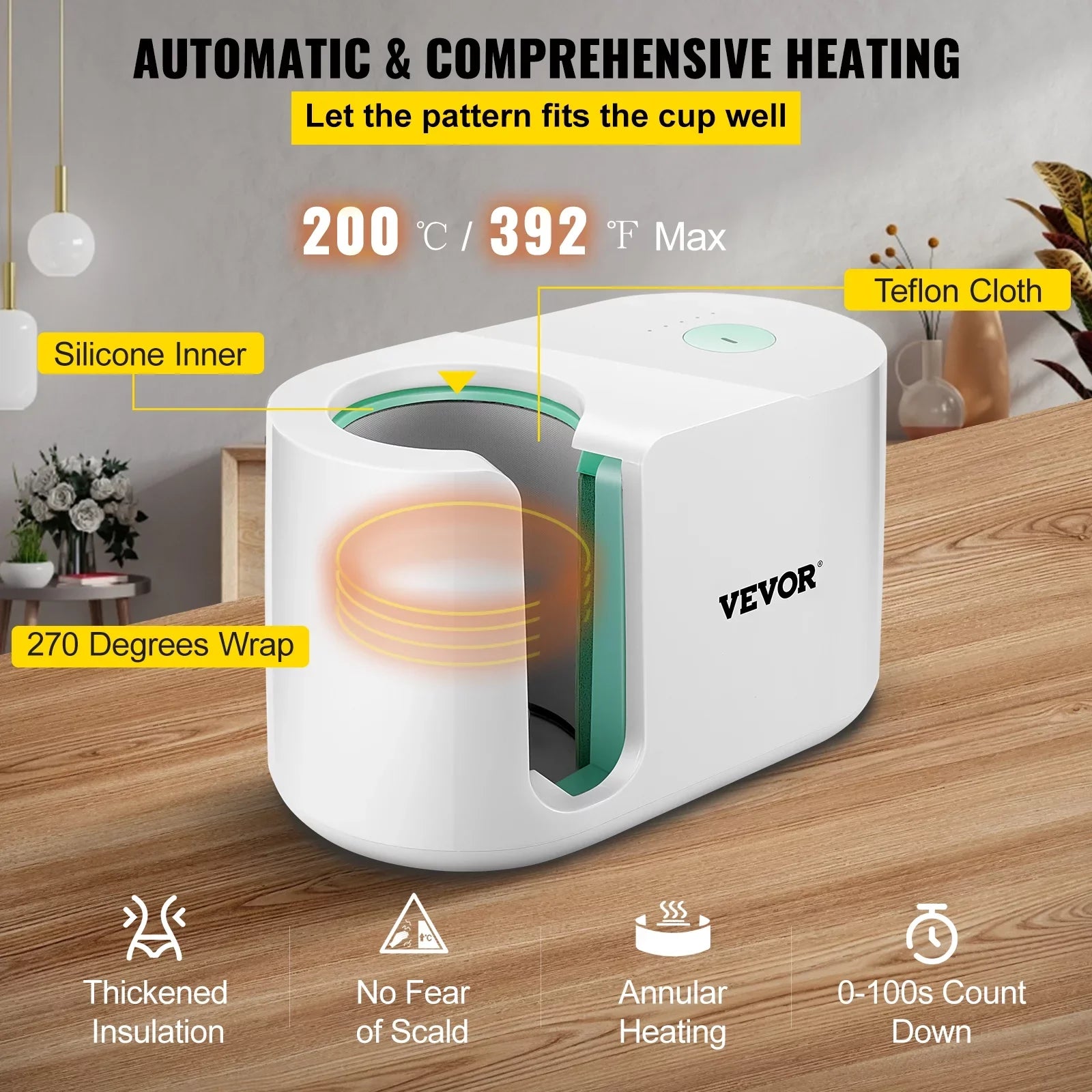 11-15oz, with Mug DIY Machine, Printing Press Easy as Mug Pro One-touch Cup Presents Family Heat Press Presser Gi Machine Automatic Sublimation Mug Button, Press VEVOR Friends Coffee Portable Transfer