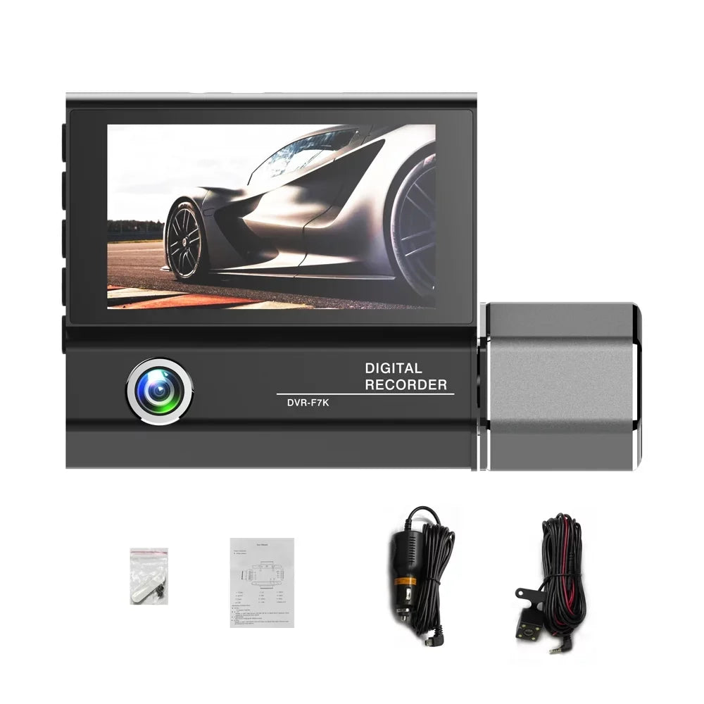 4in 3 Cam Car Car Mirror Camera Cameras Recorder Clear Rearview Dash Safety Car Video Recording Recorder Driving Auto Camcorder Docooler