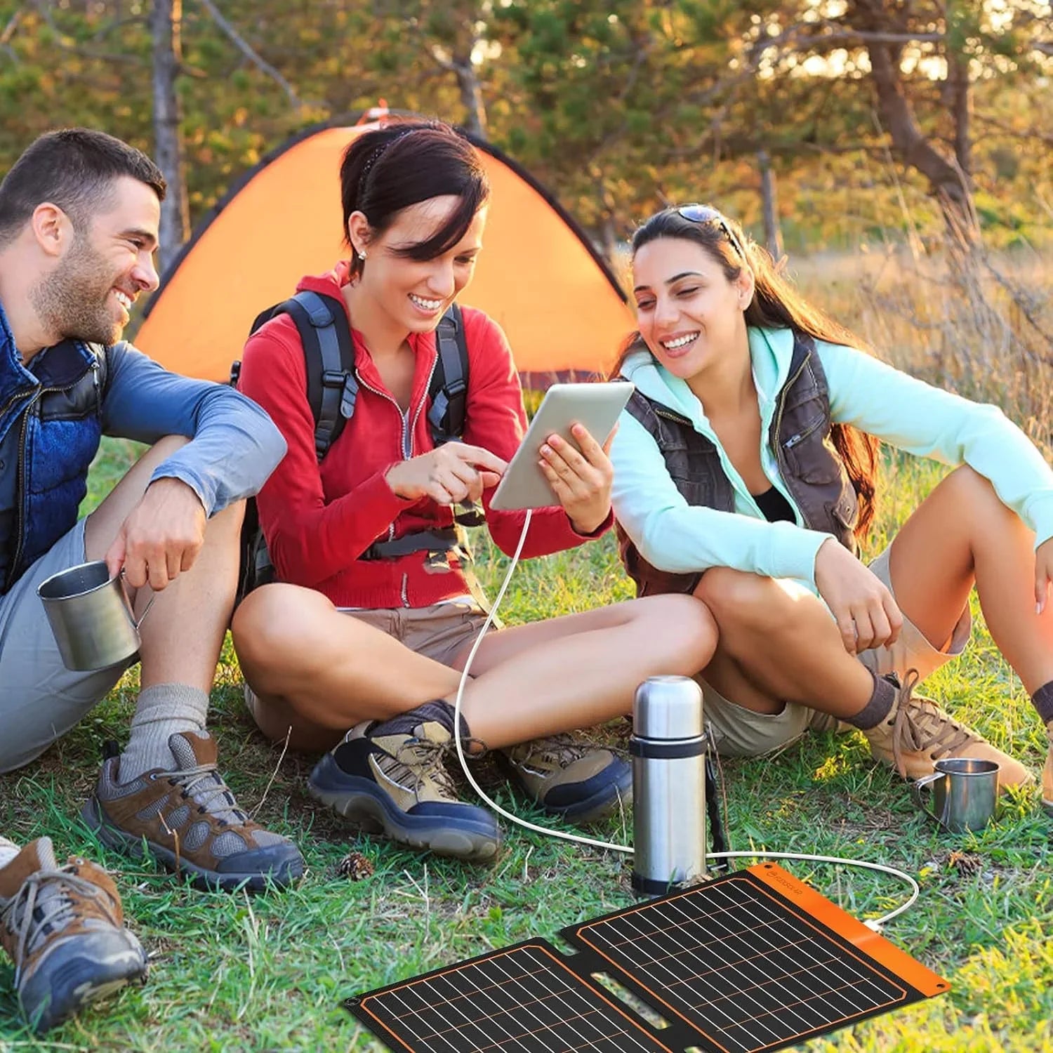 Lightweight Backpacking 20W Portable Phones 5V Waterproof USB ETFE PD2.0 Panel Foldable Bank Small IP67 Tablets Emergency USB-C Charger FlexSolar Power Camping Panel Power USB-A Solar Hiking for