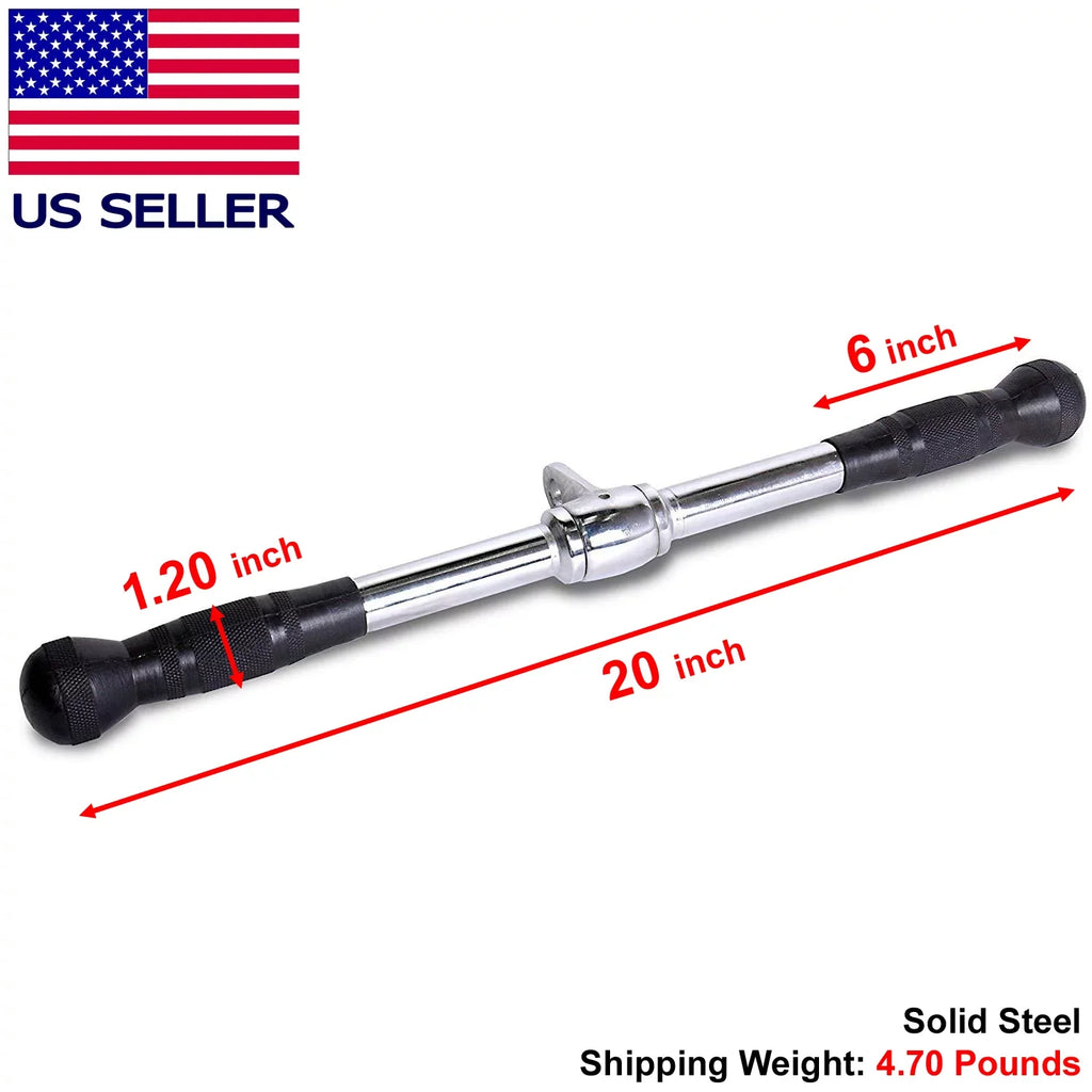 Handgrips, Straight Inches Cable 20 USA Bar Deluxe Gym Rubber with Maniac Home Attachment Fitness