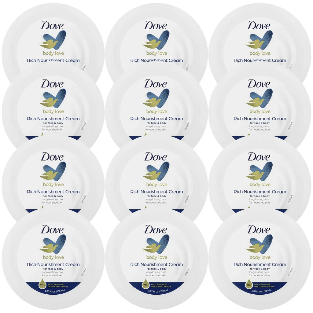 & 72-Hour Body Dove Of Moisturizing Extremely Rich Nourishment Skin, Face, Hand For 12) Fast-Absorbing 5.07 Cream, Body Lotion (Pack Ceramide Dry Serum, Love Cream Oz Fl With