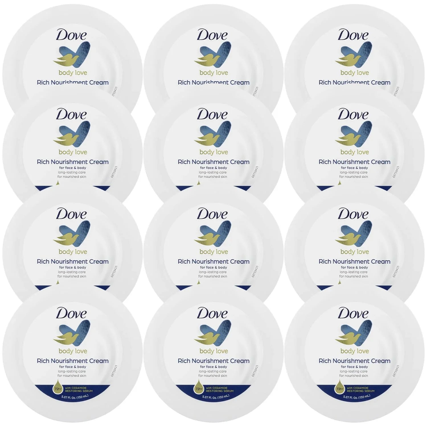 & 72-Hour Body Dove Of Moisturizing Extremely Rich Nourishment Skin, Face, Hand For 12) Fast-Absorbing 5.07 Cream, Body Lotion (Pack Ceramide Dry Serum, Love Cream Oz Fl With