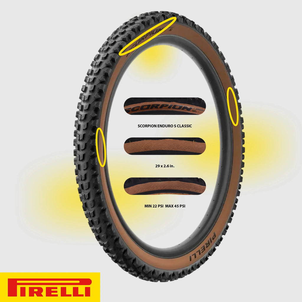 Enduro Tire Tubeless + Mountain 23/32-622 Ready Extreme HardWall x S Pirelli Clincher Enduro SmarTUBE TLR, Enduro Casing MTB Reliability and Unmatched Bicycle 2.6 Grip Scorpion Classic 29" Riding, for