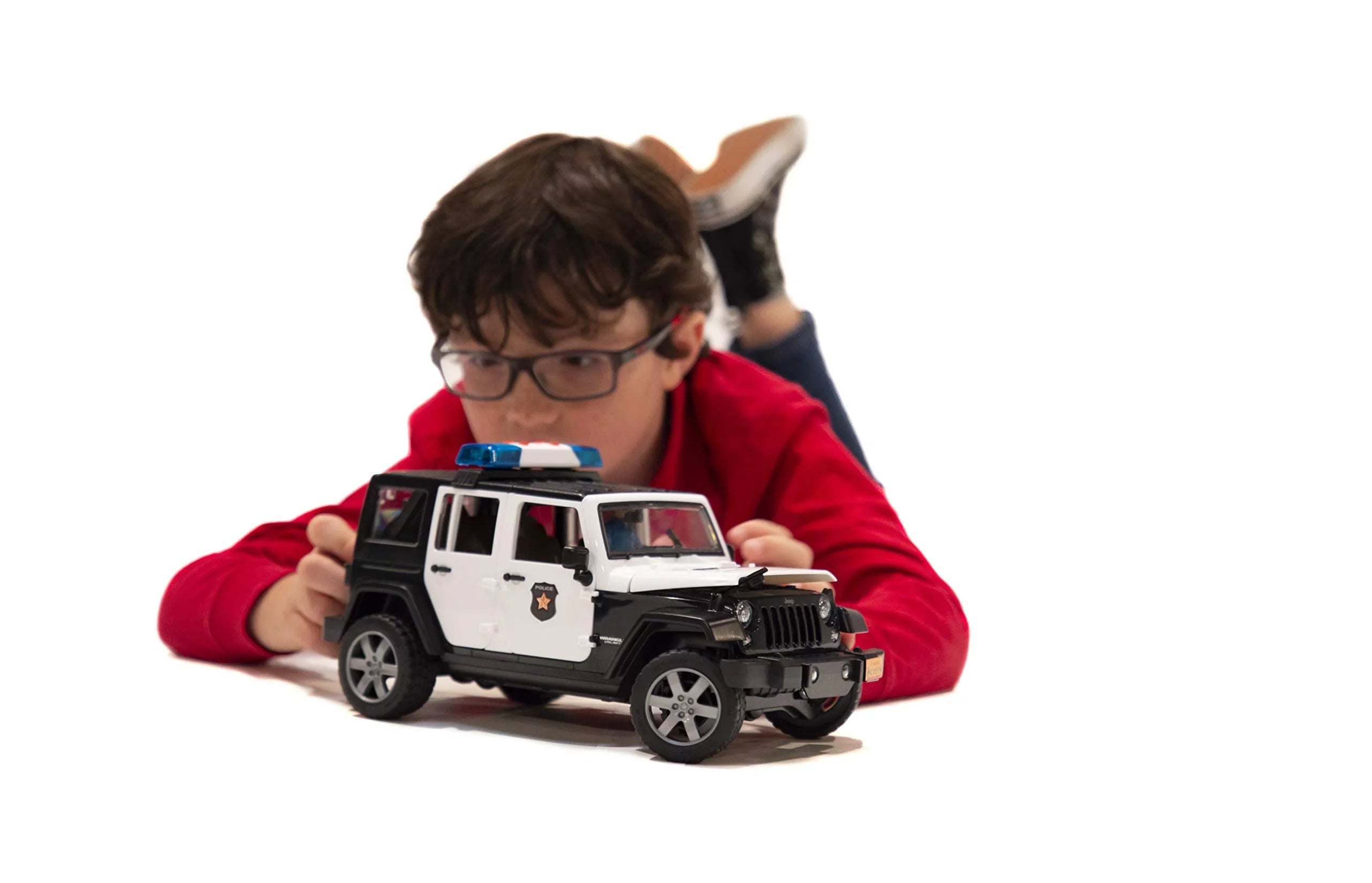 Policeman Police with Jeep Rubicon car