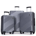 Sets 3 Spinner Gray Two (20/24/28) with Luggage Lightweight Hooks, Suitcase Piece PC+ABS Wheels,