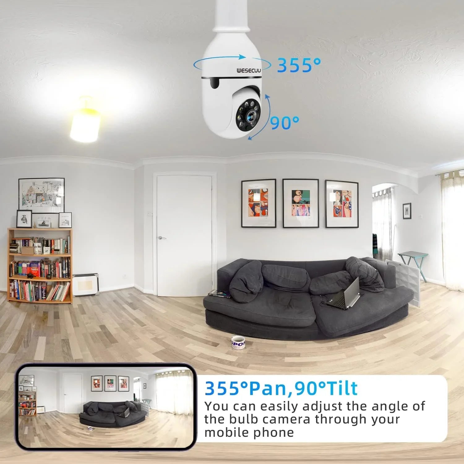 Security Color Full Day Security Camera Bulb Bulb Cameras Camera-3MP Security exterior Indoor 2.4GHz,360°