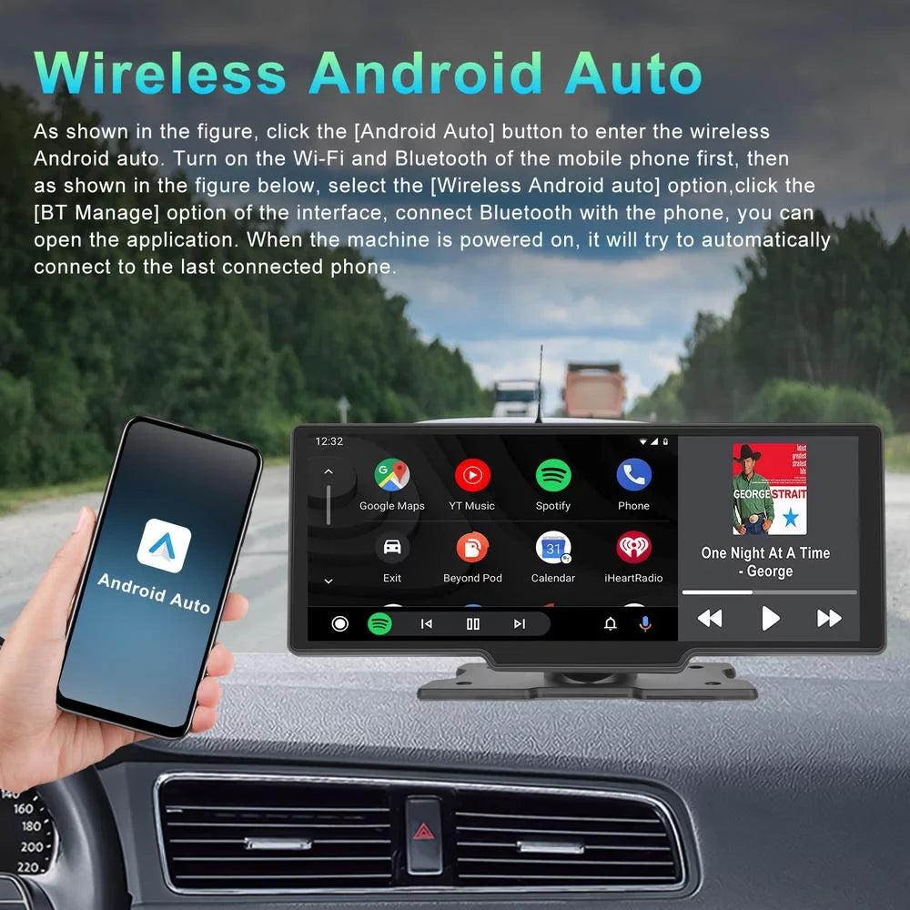 in Rear FM BT DVR And Android inch Mirror Color Screen Dash Smart Car Monitor IPS Carplay Cam Player Camera View 10.26