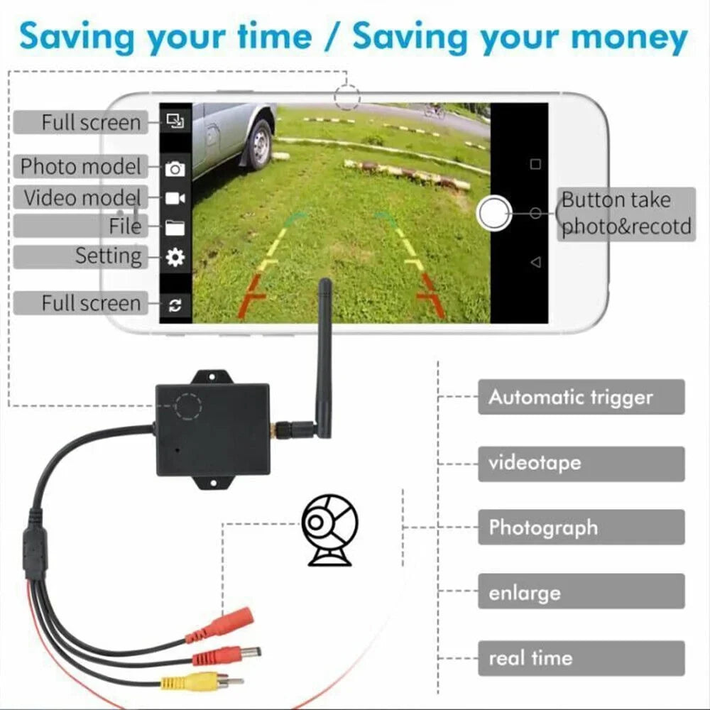 '- Stable Camera to Ideal Reversing Camera Wifi Transmitter - Range for 50m Wireless Signal, Car View Easy Module AV Rear