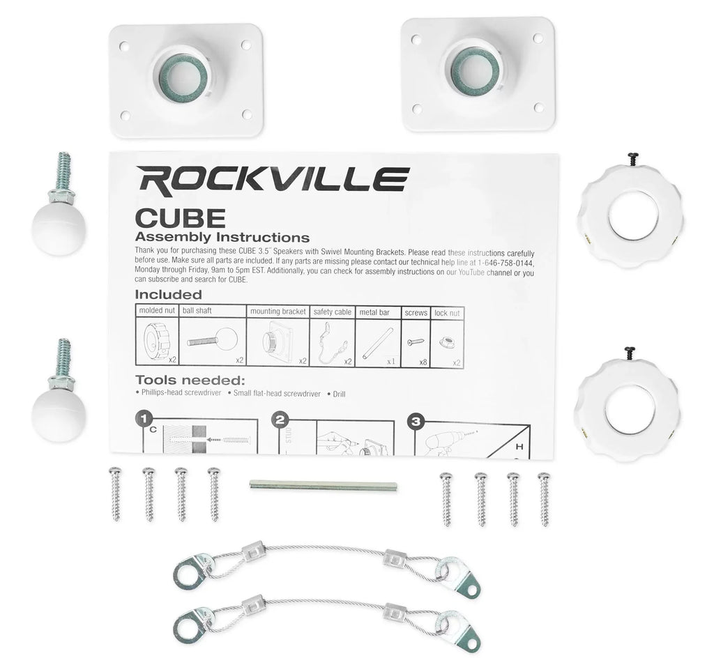 Mount Swivel Speakers Wall 70v Commercial 4 Cube Rockville Restaurant 3.5" White