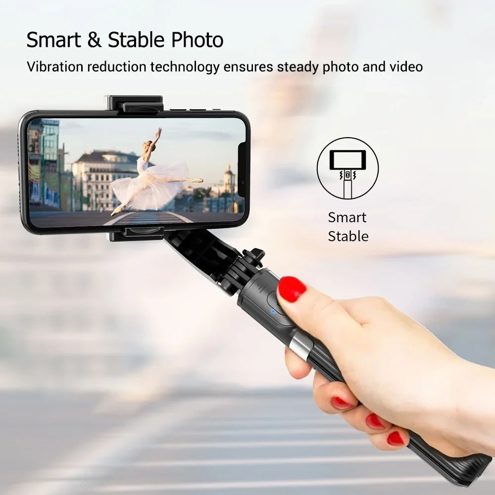 in 3 1 Selfie Smart 5-Section Clamp Stick Phone with Gimbal Remote with Phone Compatible Tripod Rotatable Shutter Stabilizer Smartphones 86cm