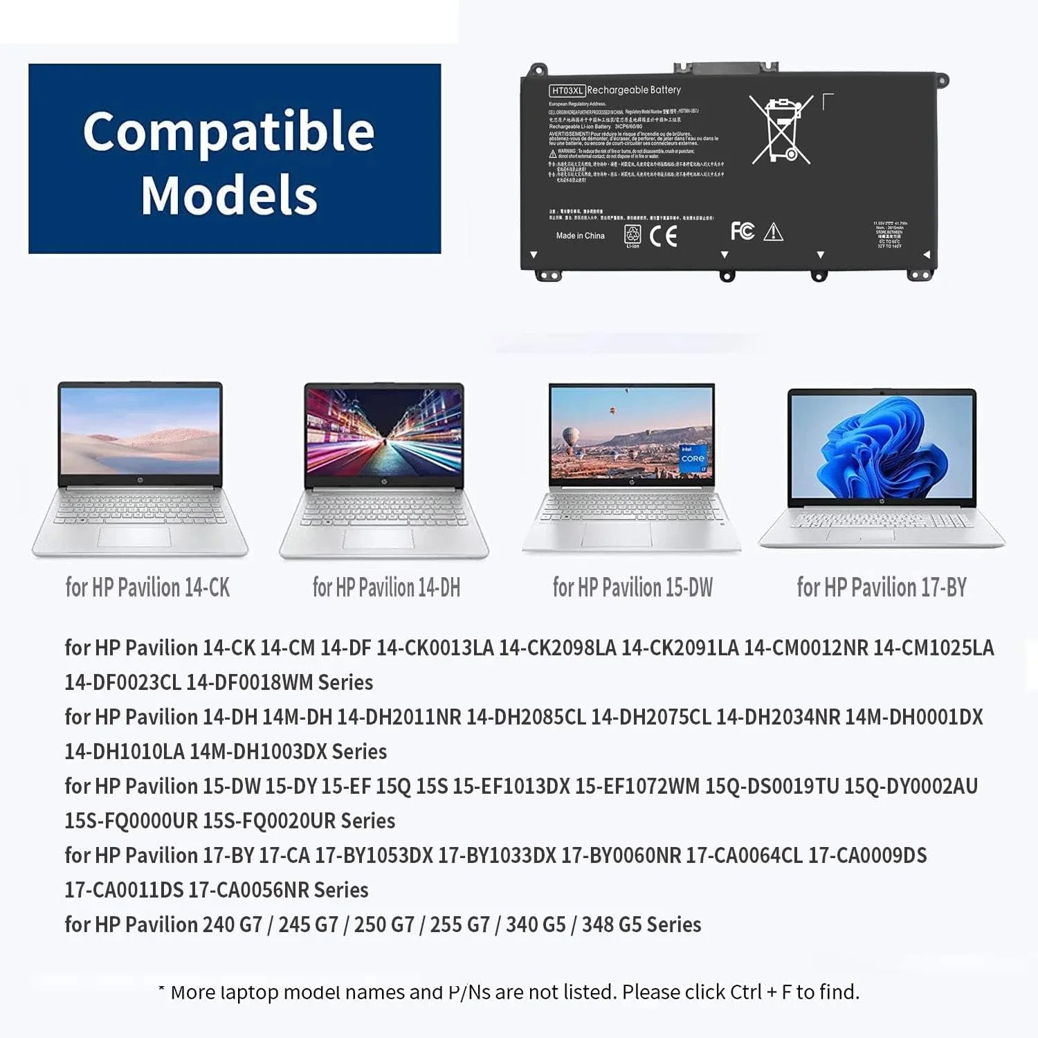 L11119-855 245 240 41.7Wh y for HP 15-CS Pavilion HT03XL 14-CE 14-CK0001LA Laptop 14-CK0061ST 14-DQ 14-CK G7