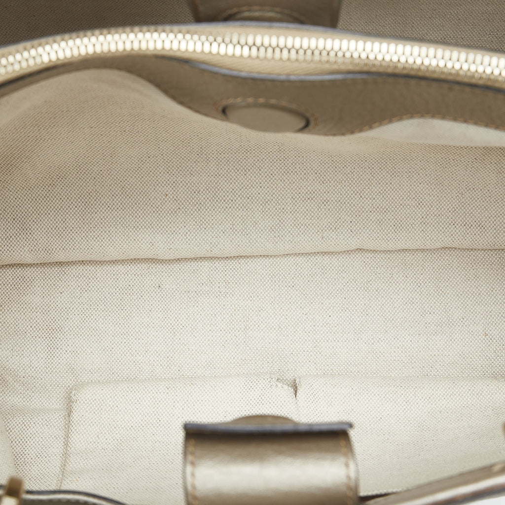 Authenticated Leather Shopper Brown Unisex Calf Bamboo Satchel Pre-Owned Medium (Good)