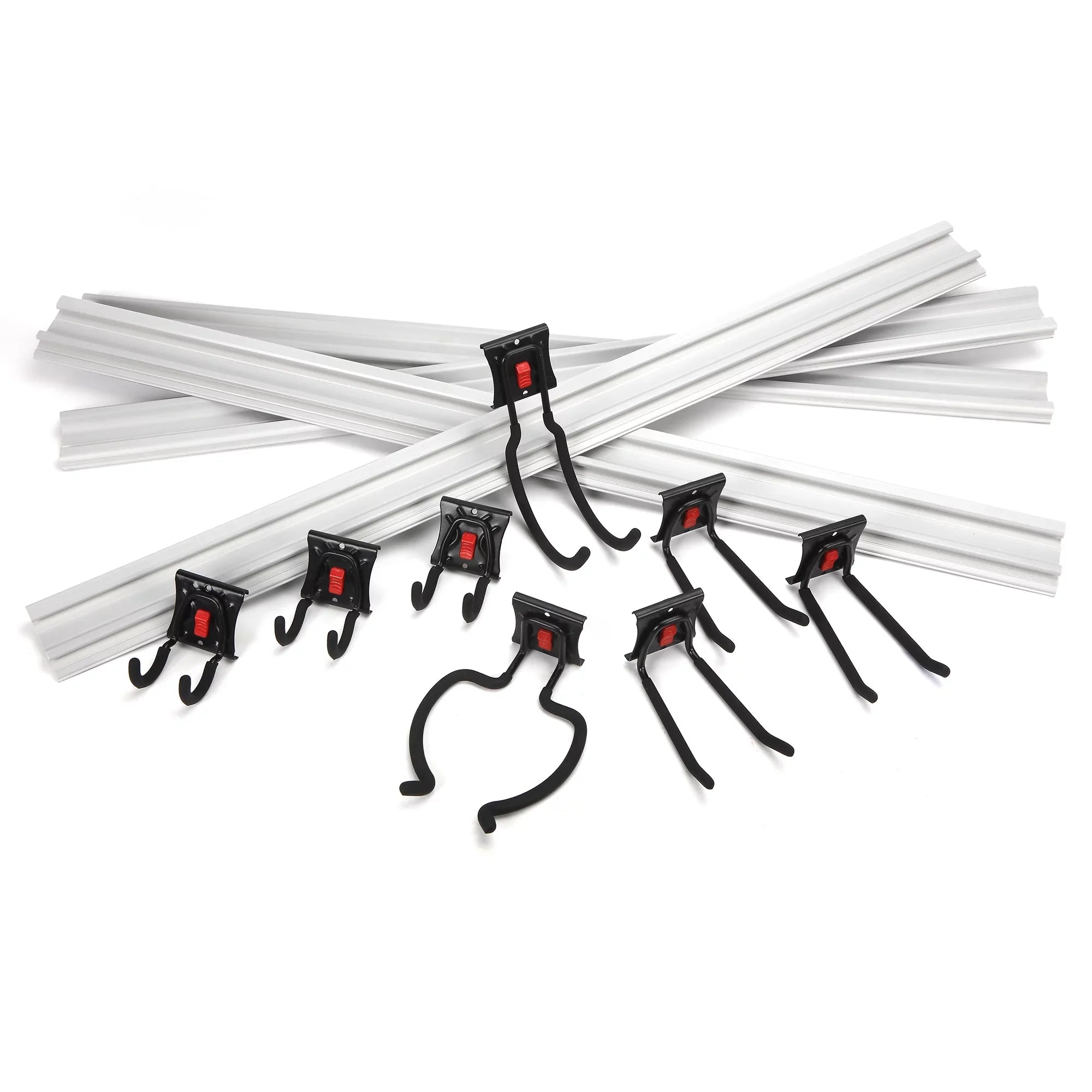 Snap 12-Piece Tough Hyper Organizer Quick-Release Kit Rail Garage System