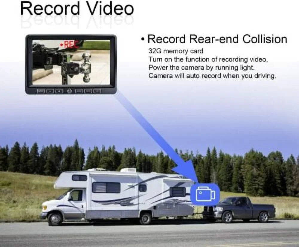1080P Back Truck 7" Camera Rv Up Trailer for Waterproof ZEROXCLUB RV Vision Box Semi Bus BY704 Backup Camera Night HD Wired Kit Monitor
