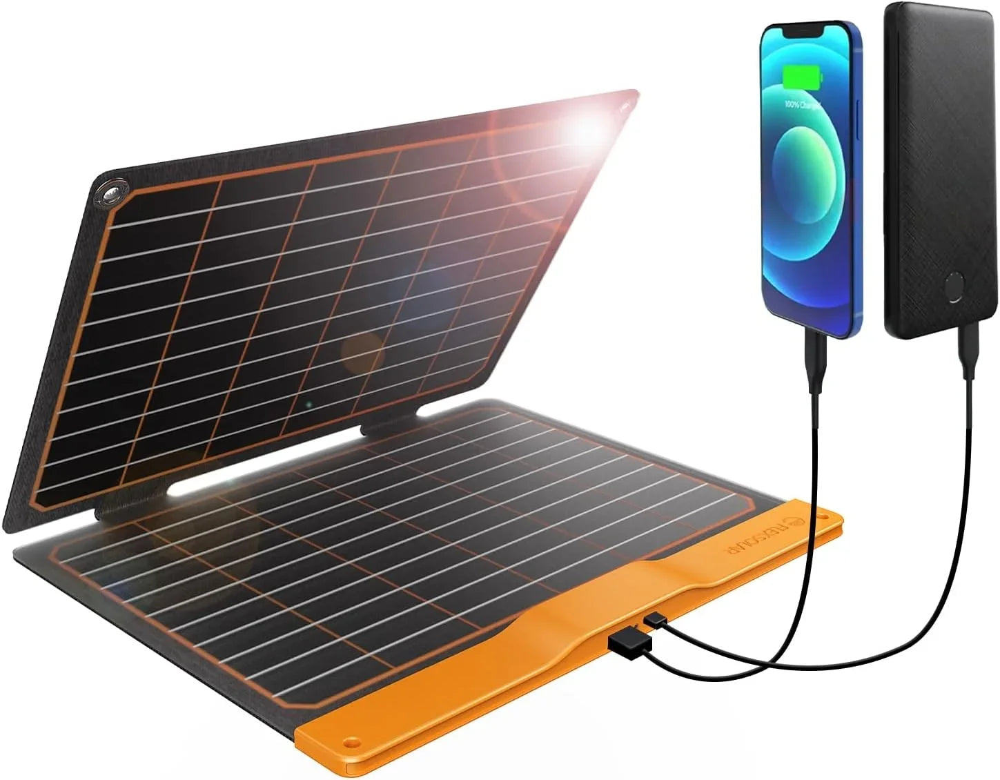 Lightweight Backpacking 20W Portable Phones 5V Waterproof USB ETFE PD2.0 Panel Foldable Bank Small IP67 Tablets Emergency USB-C Charger FlexSolar Power Camping Panel Power USB-A Solar Hiking for