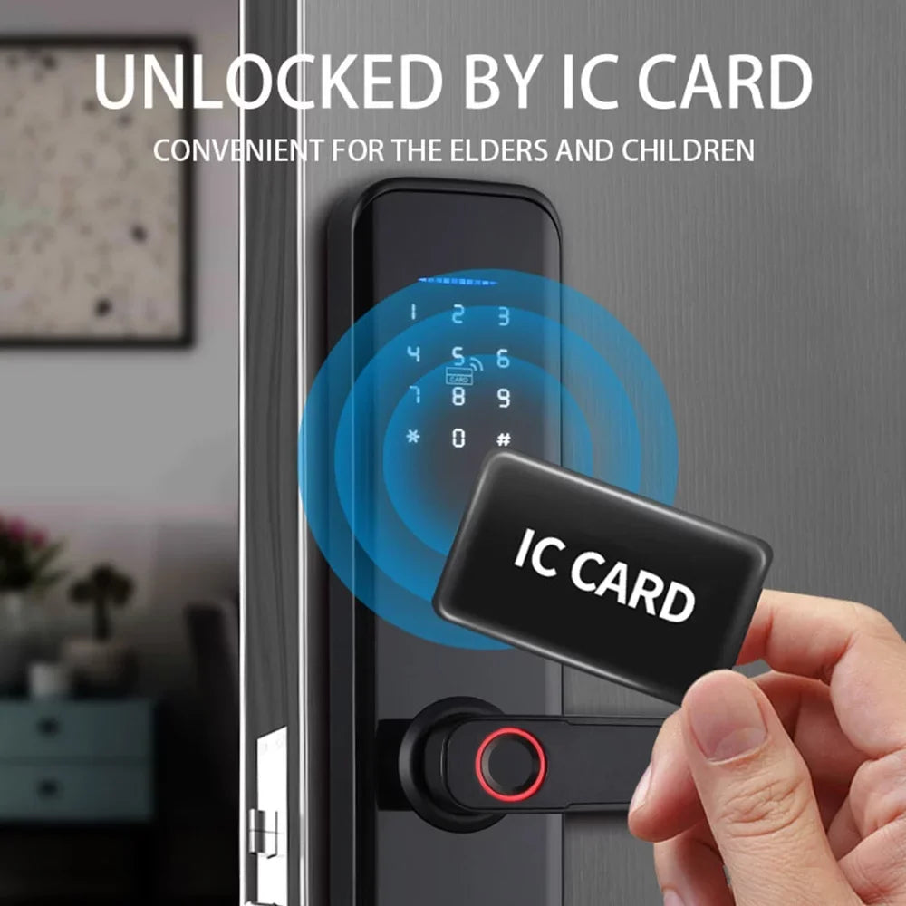 with Key Lock Lock Fingerprint Deadbolt Attributes Handle Door Smart with APP Compatible Dcenta WAFU