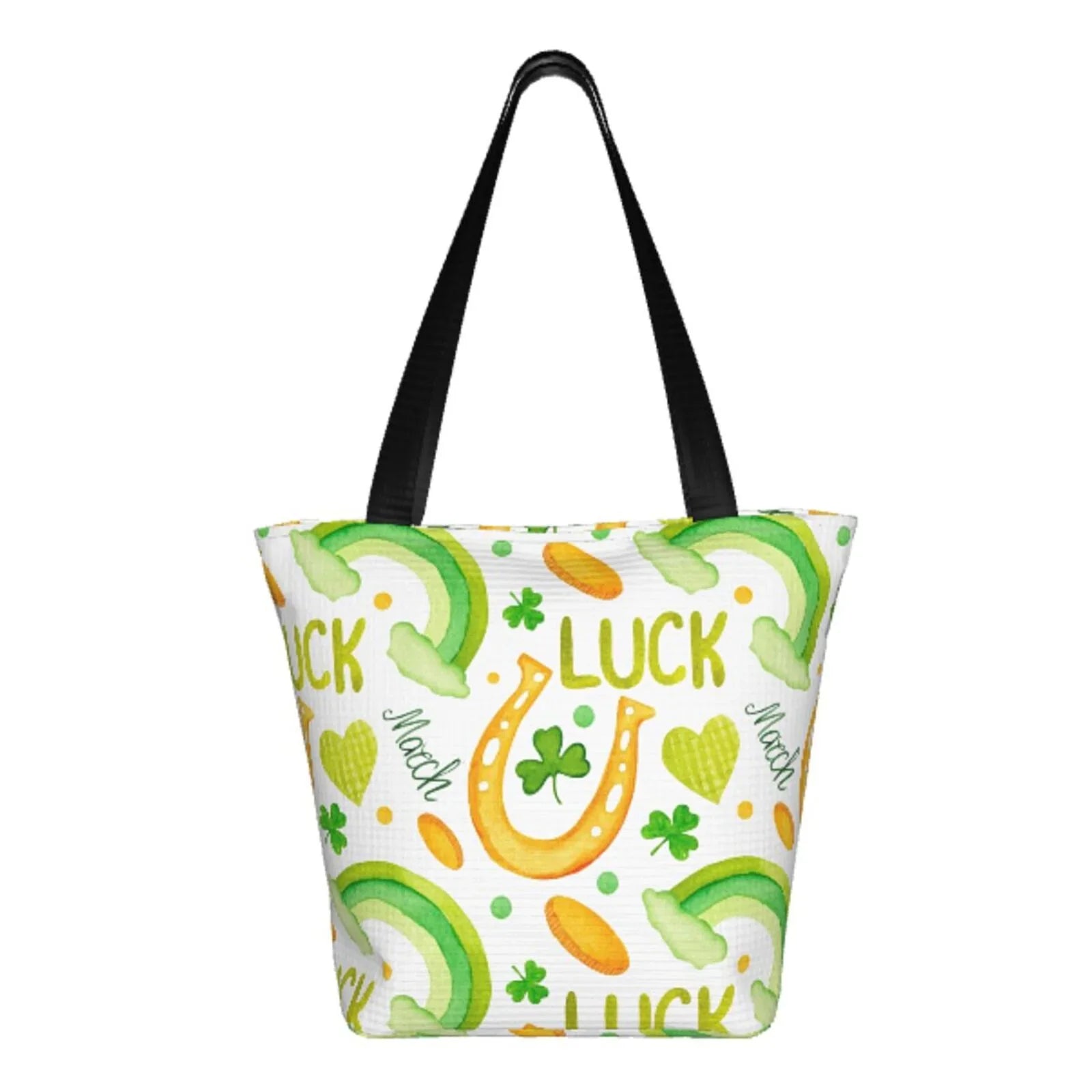 Day1 Canvas Easygdp Suitable St with Bag, Bag Shopping Zip, Shoulder Buying Office, Fitness Tote Groceries, Handbag Stylish for Patrick's