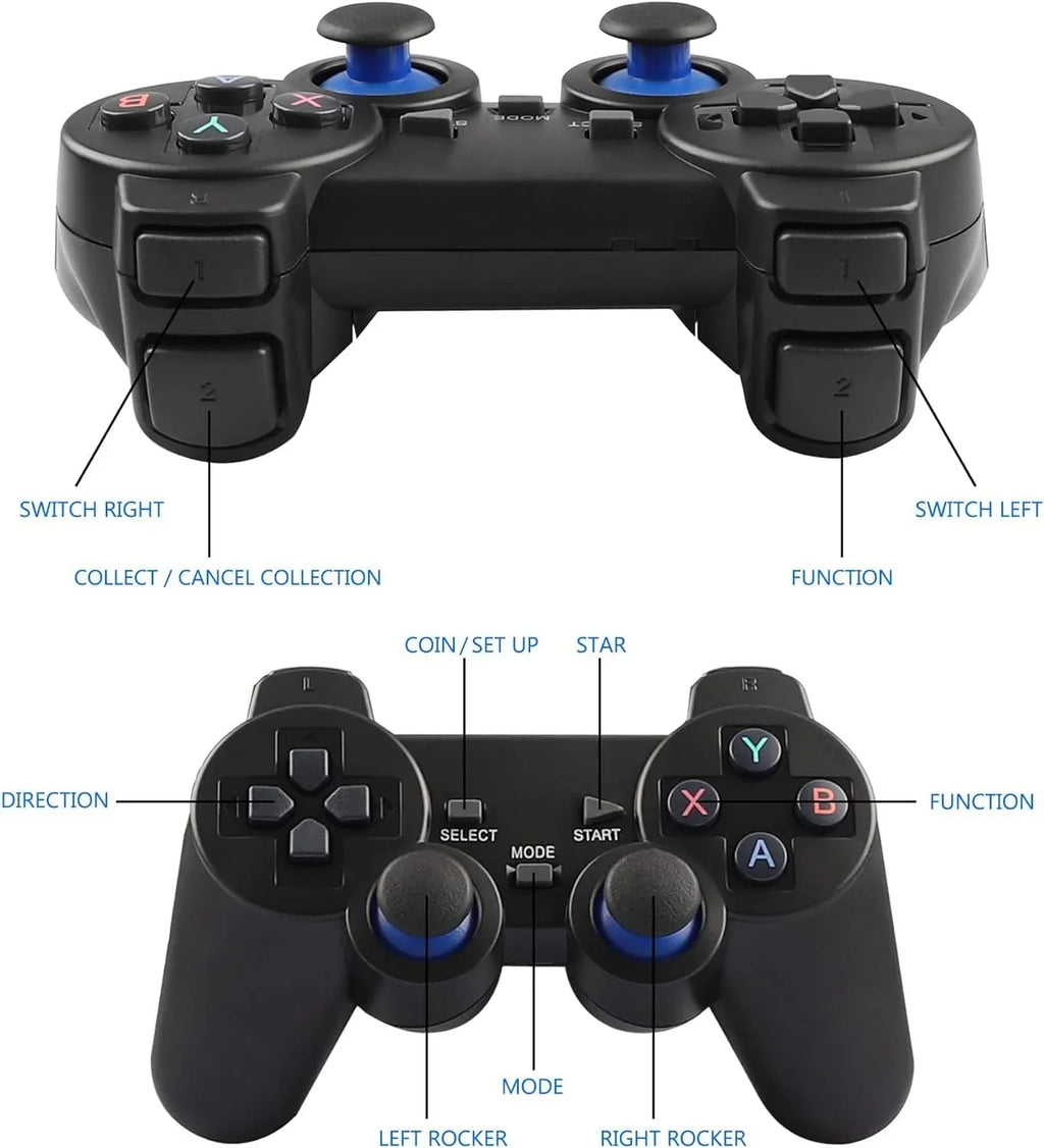 Video Built 4K Retro Play Stick,Wireless Console and HD Game Stick in Retro Plug Wireless Output (64G) 9 Game Game Games, Controllers with 2.4GHz 10000+ Emulators,