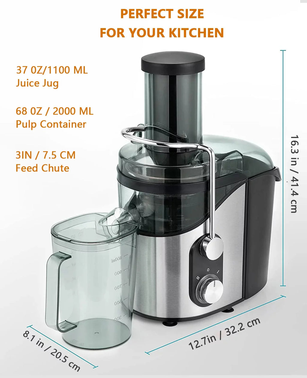 Feed Vegetables Modes 3" Centrifugal Chute Fruits 2 Juicer for & with Machine Speed -
