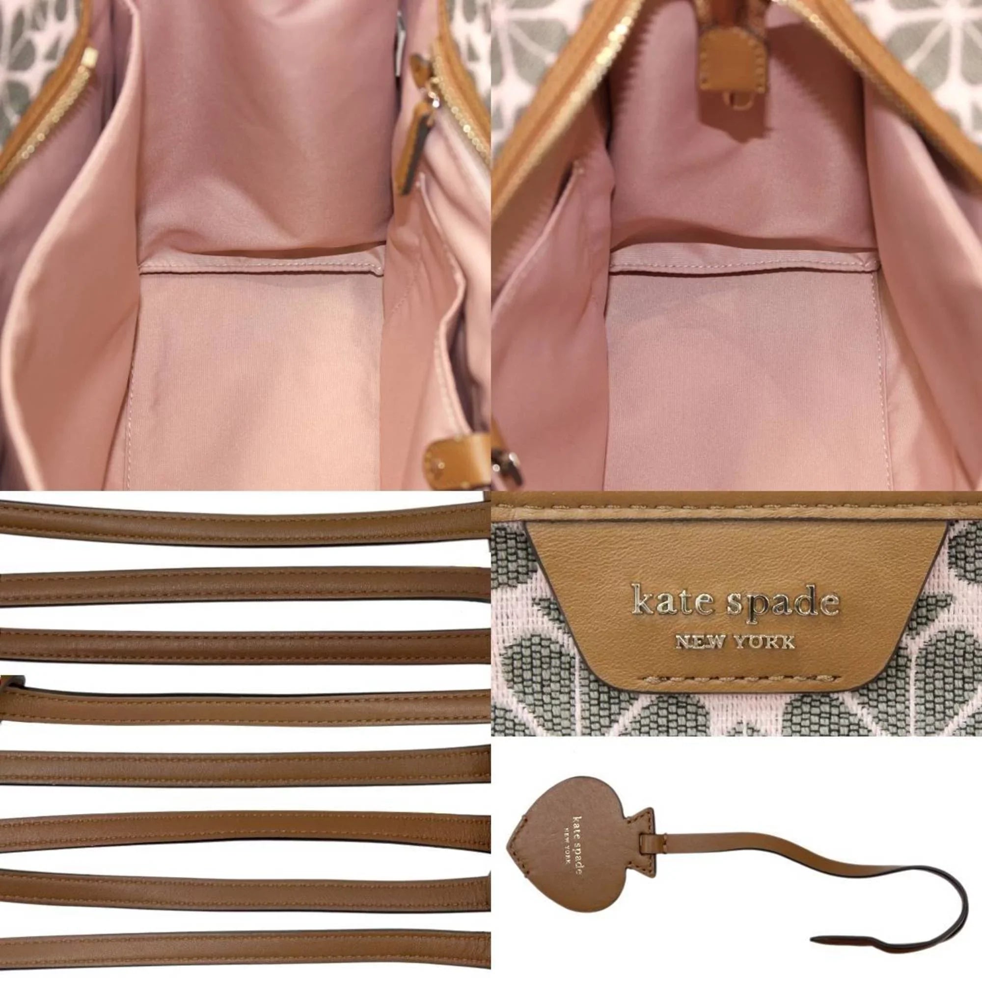(Good) brown jacquard spade x flower Spade shoulder women's Pre-Owned collection KS pink bag Kate leather tote