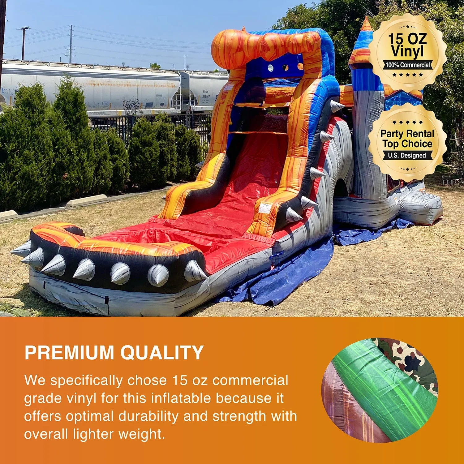 with House Slide Pool JumpOrange Commercial exterior Bounce Splash Inflatable liquid for with Rocker Grade Blower Titan and Adults Kids