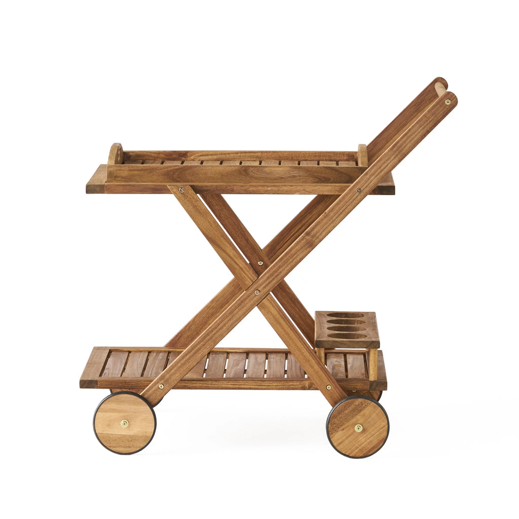 Indoor/exterior Studio Cart, Bar Kenilworth Wood Tiered GDF Natural Acacia 2