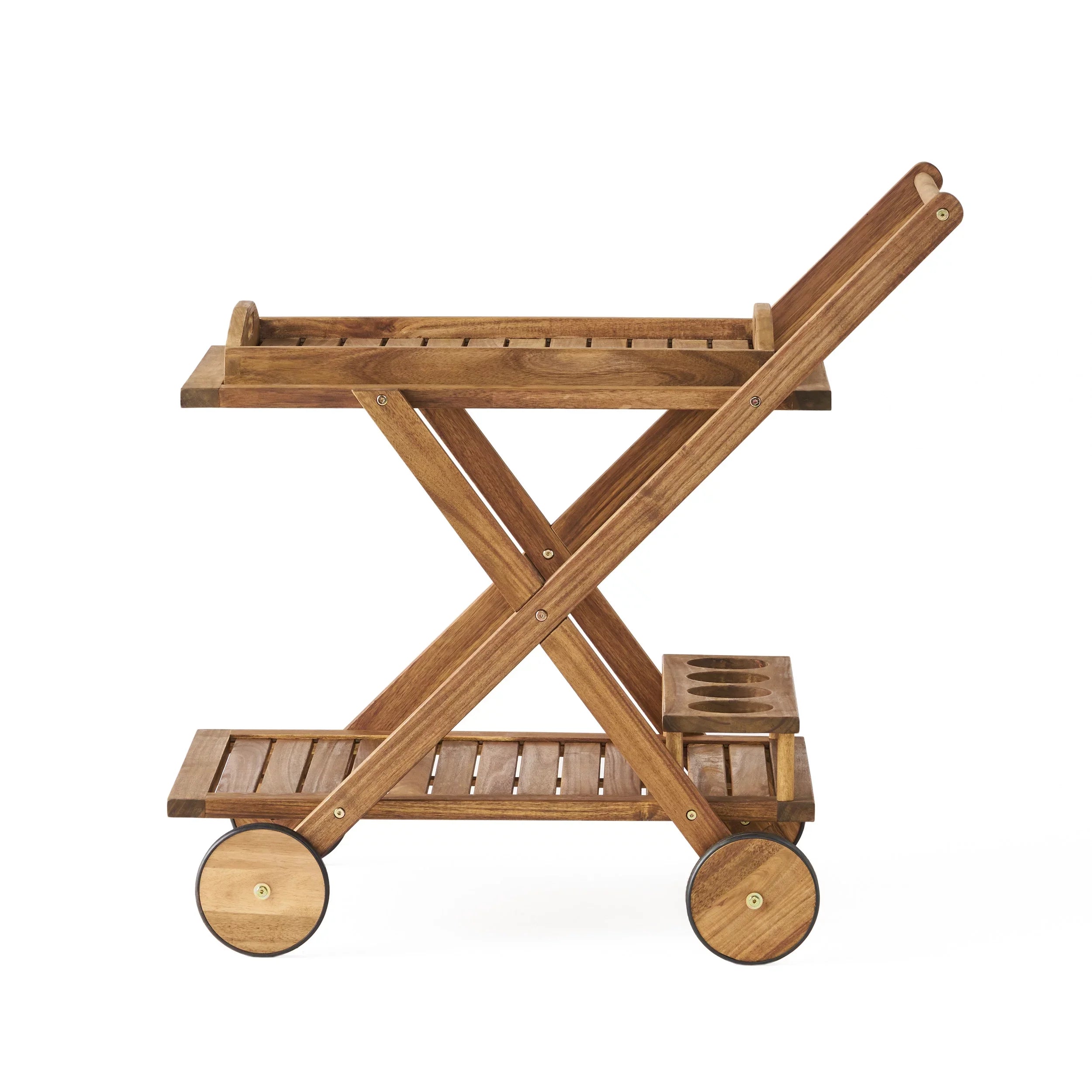 Indoor/exterior Studio Cart, Bar Kenilworth Wood Tiered GDF Natural Acacia 2