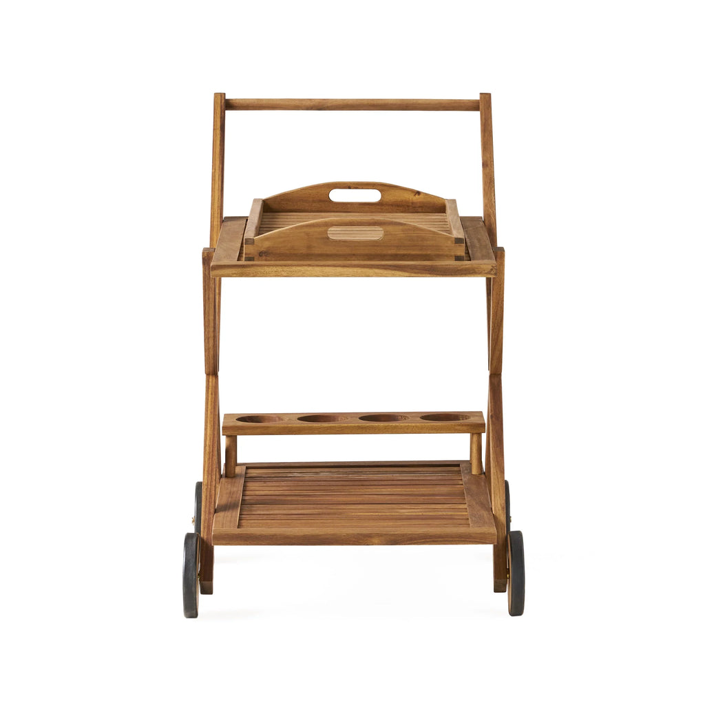 Indoor/exterior Studio Cart, Bar Kenilworth Wood Tiered GDF Natural Acacia 2