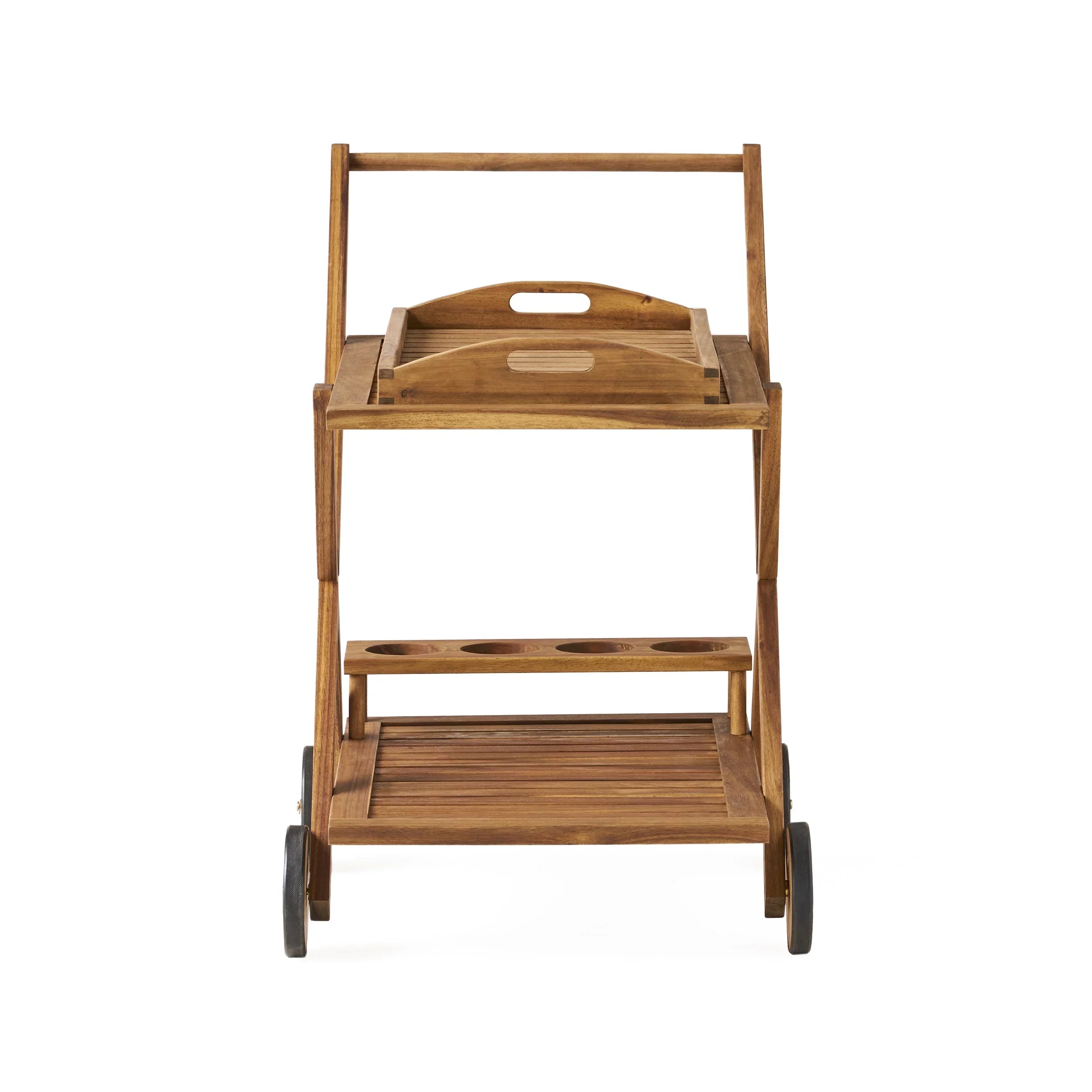 Indoor/exterior Studio Cart, Bar Kenilworth Wood Tiered GDF Natural Acacia 2