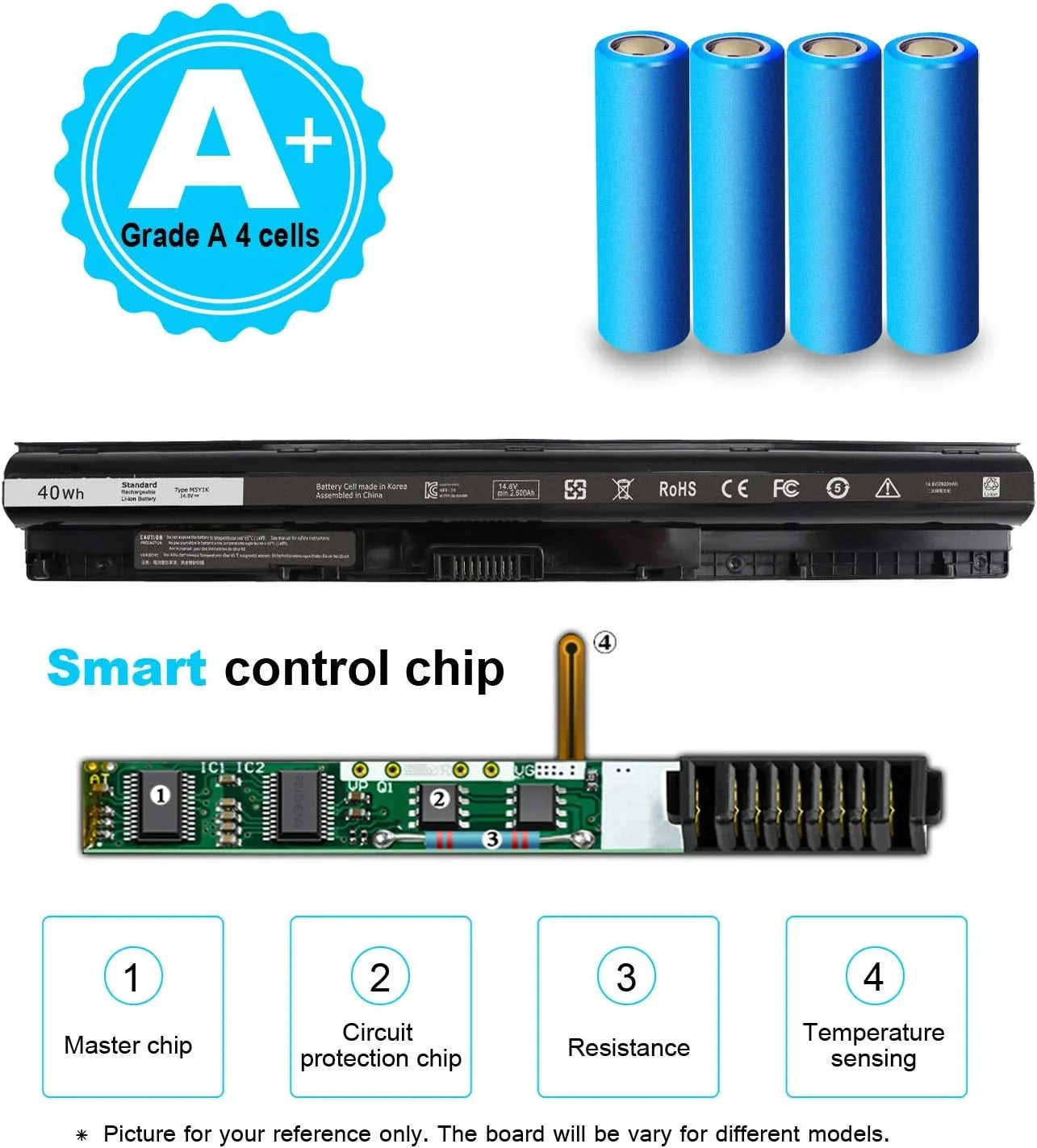 5559 5566 y Series 3000 5000 M5Y1K 3567 3552 3551 40Wh Inspiron 5758 15 5759 5555 17 3558 14.8V for 5558