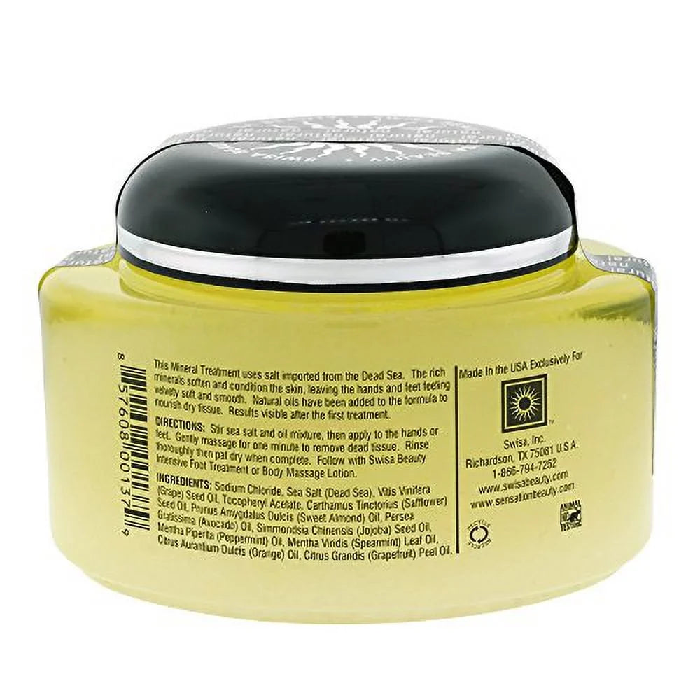 Swisa Scrub & Beauty Salt Sea Treatment Natural, Feet, Minerals Dead 8-Ounce Hands For