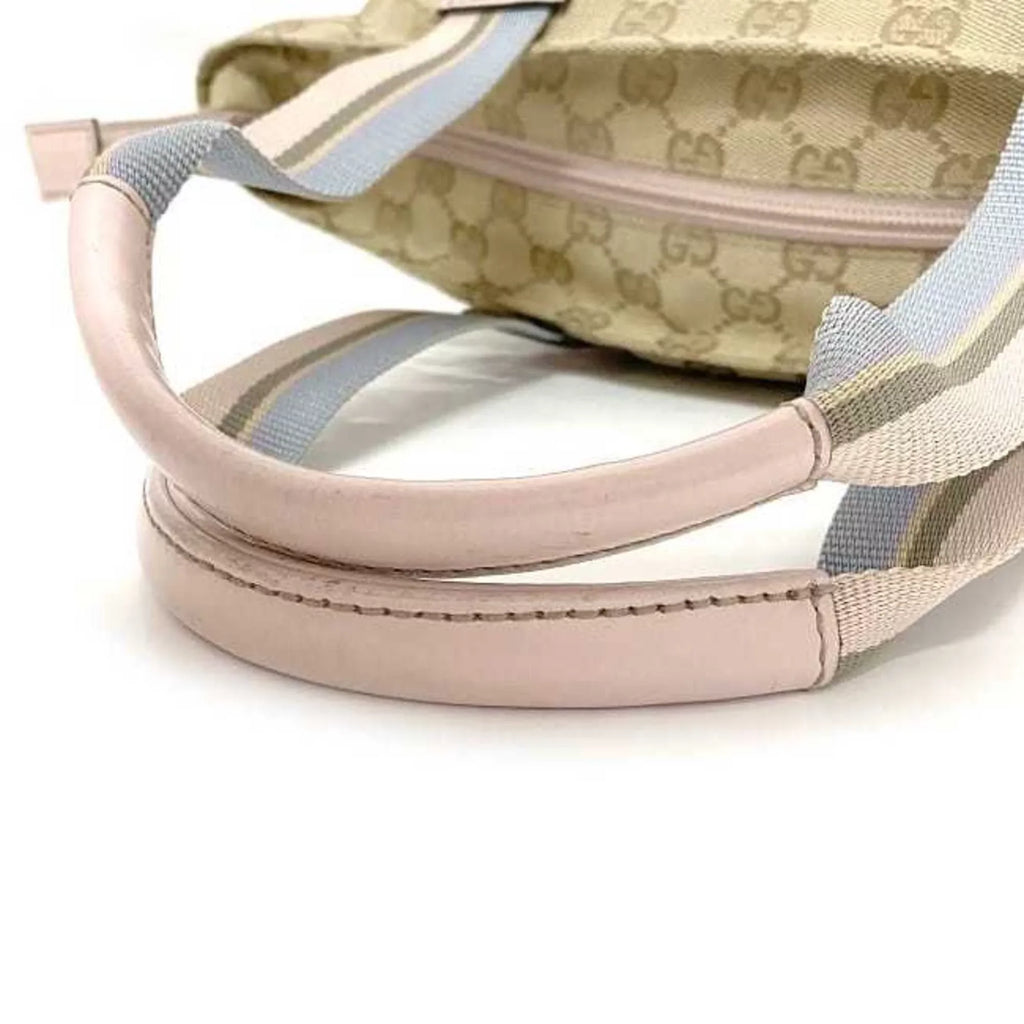 Blue Handbag (Good) Canvas GG Women's Pink Pre-Owned Beige Tote Pastel 131228 Leather Bag