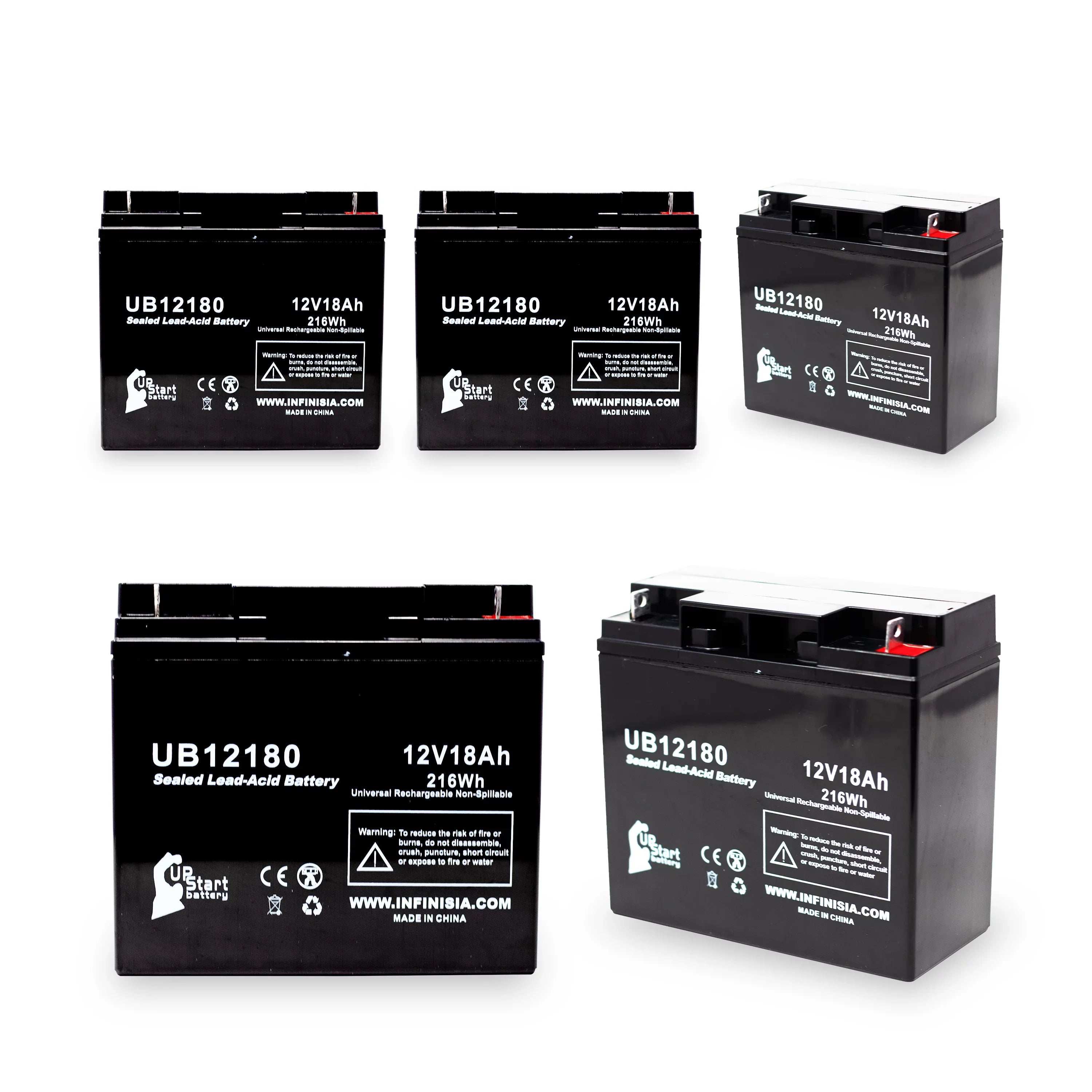 Acid SLA) (12V, Terminal, Sealed UB12180 18Ah, Lead AGM, Compatible 5x Pack CF12V18 T4 PICHER EAGLE - Battery BATTERIES 18000mAh, Battery - Replacement Universal