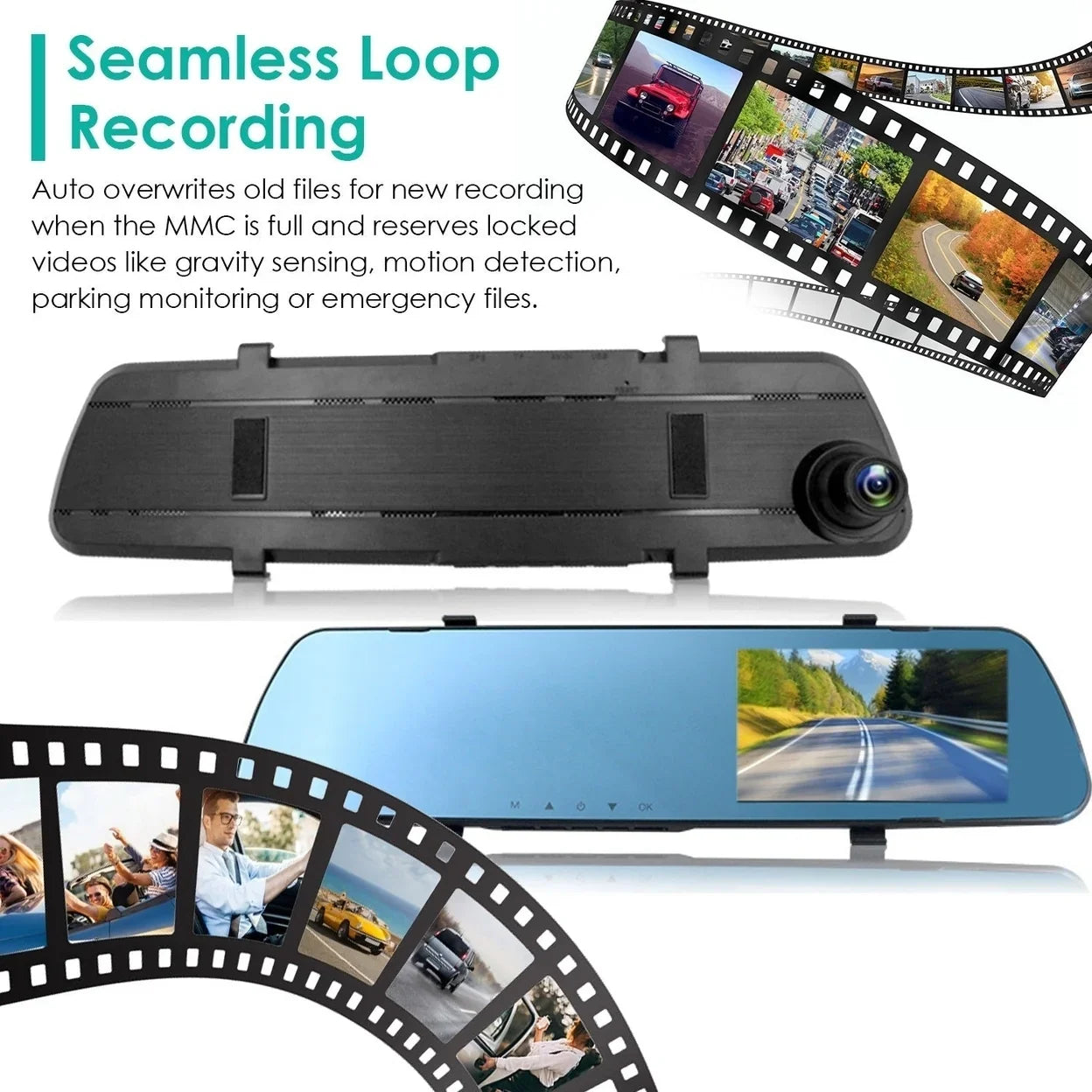 Picture Camera Detection Car Cam 4.3in Loop DVR Recording 140 Dash Angle Motion Recorder with Camcorder Camera in 1080P