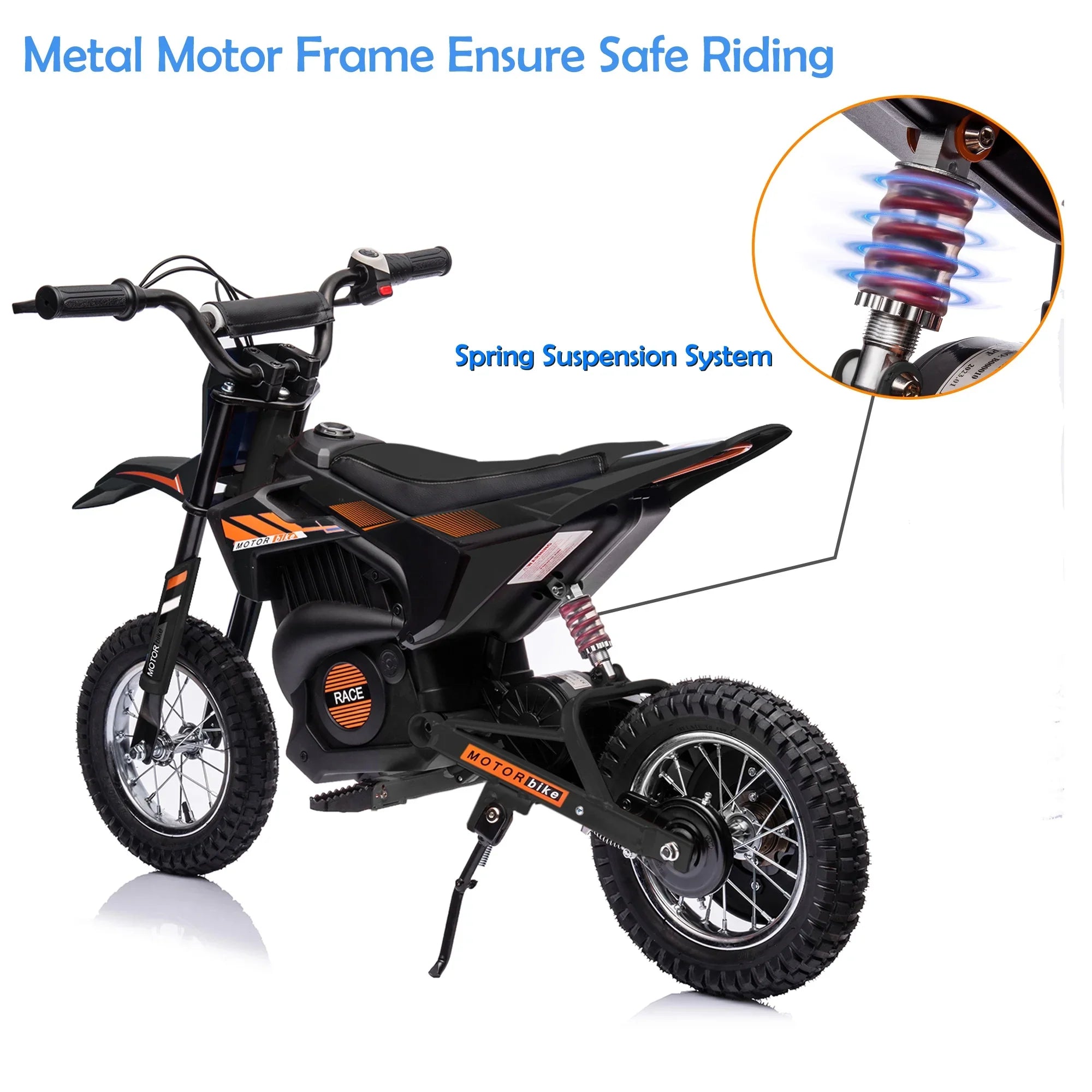 JoyWheels Electric Boys 13 Black Bike, Dirt Motor +, 24V Years Motorcycle 13mph, Toy Child Ages Bike,