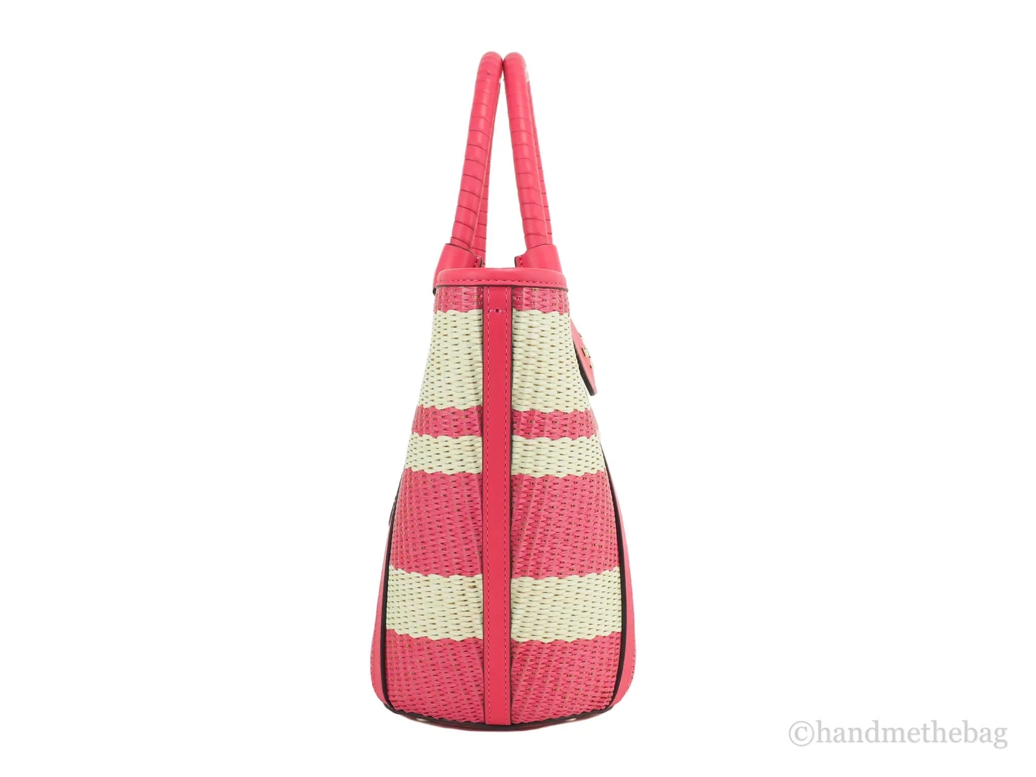 Pink Straw Convertible Tote Bikini Cruise Spade Striped Medium Kate Handbag Bag