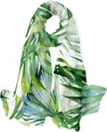 Leaves Women Scarf Wrap Scarves Shawl Lightweight Watercolor Silk Neck Green for Girls Long Hyjoy