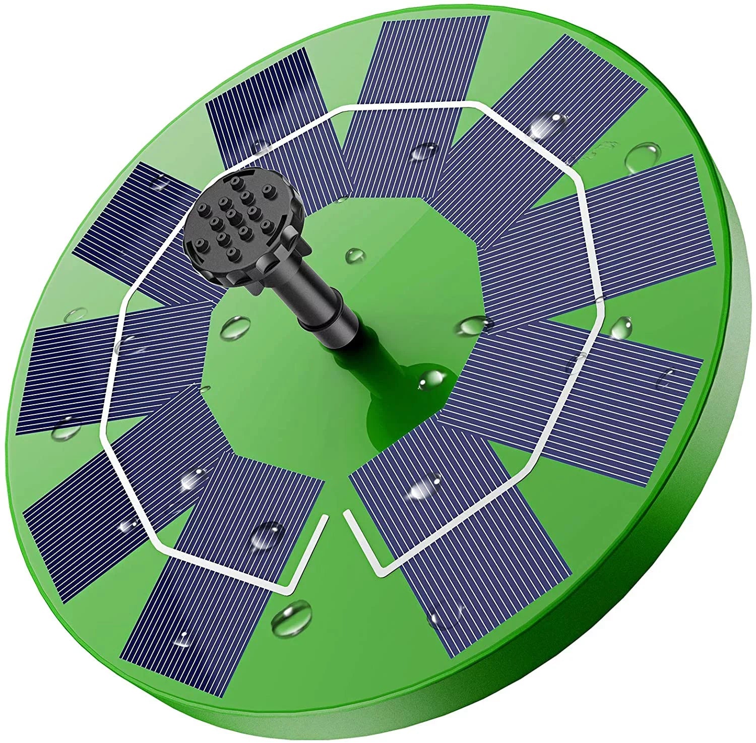 Fountain Fish Garden 6 3W Pump 1200mAh liquid Pump, for Tank, Bird Fountain Bath, Pond or Solar Decoration Floating Solar AISITIN Aerator with Nozzles, Battery, Built-in Pump Solar (Green)