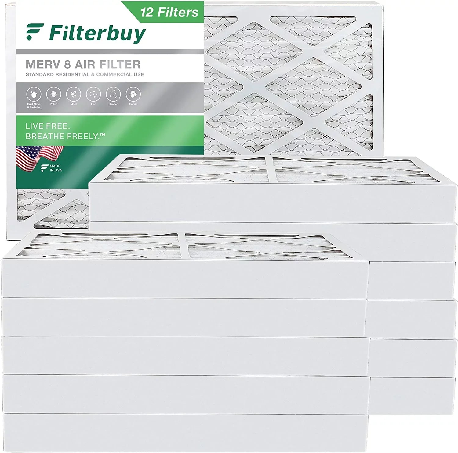 AC Air HVAC Filters (12-Pack) Pleated Filterbuy MERV 8 16x30x4 Furnace