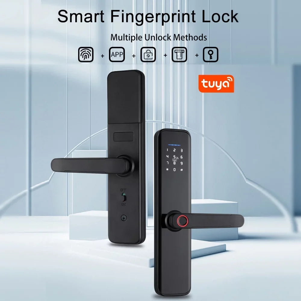 with Key Lock Lock Fingerprint Deadbolt Attributes Handle Door Smart with APP Compatible Dcenta WAFU