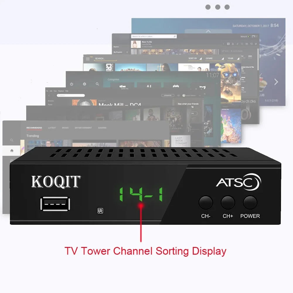 Digital Multimedia Recorders TV ATSC to tv Box, OTA USB, Clock HDMI Set Converter 12/24 to Hours, to Tuner Coax Box Box Digital Analog Top Digital,