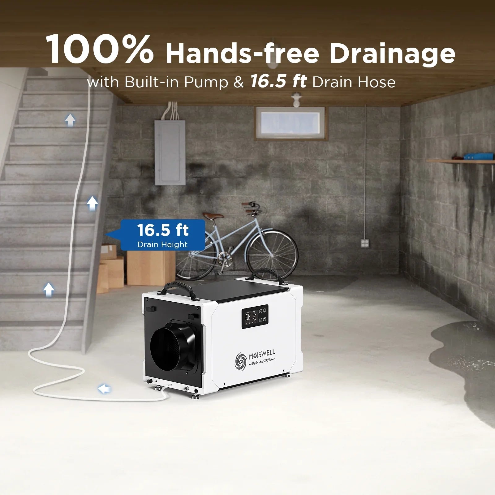 Perfect Warranty Commercial Included 235 Spaces, Dehumidifier Industrial 5-Year Job and Drain Moiswell Basements, Hose, Sites Pints for Crawl Areas, Efficient Pump - - and