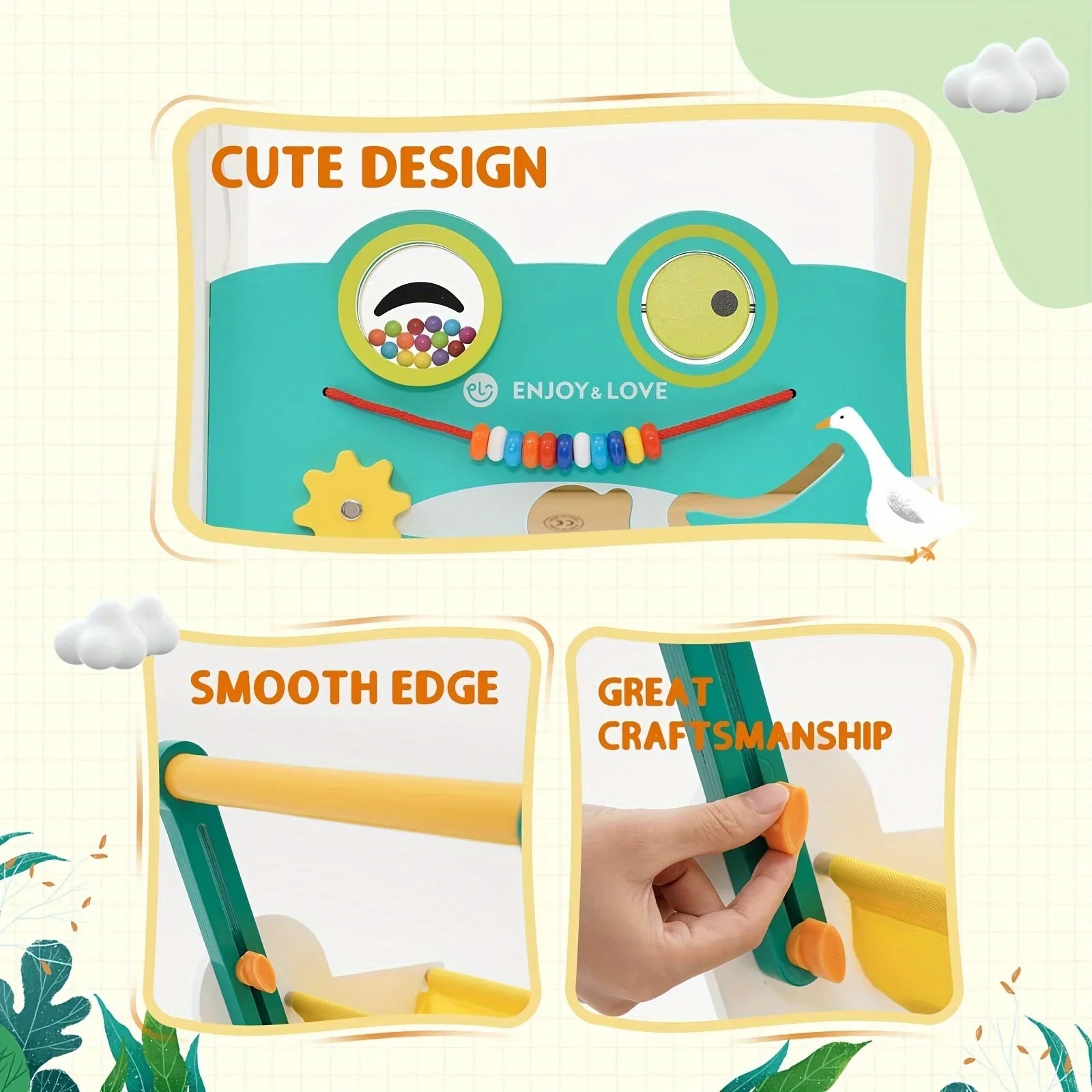 Trolley Walker Entertainment Toy Shape Learning for Sit-to-Stand Multiple Toddler Walker Baby Fishing Wooden Kids Baby Activity Along Xylophone Boys Infants Sorter Push Center with Girls Push